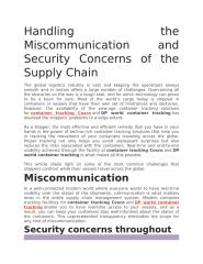 Handling the Miscommunication and Security Concerns of the Supply Chain.docx